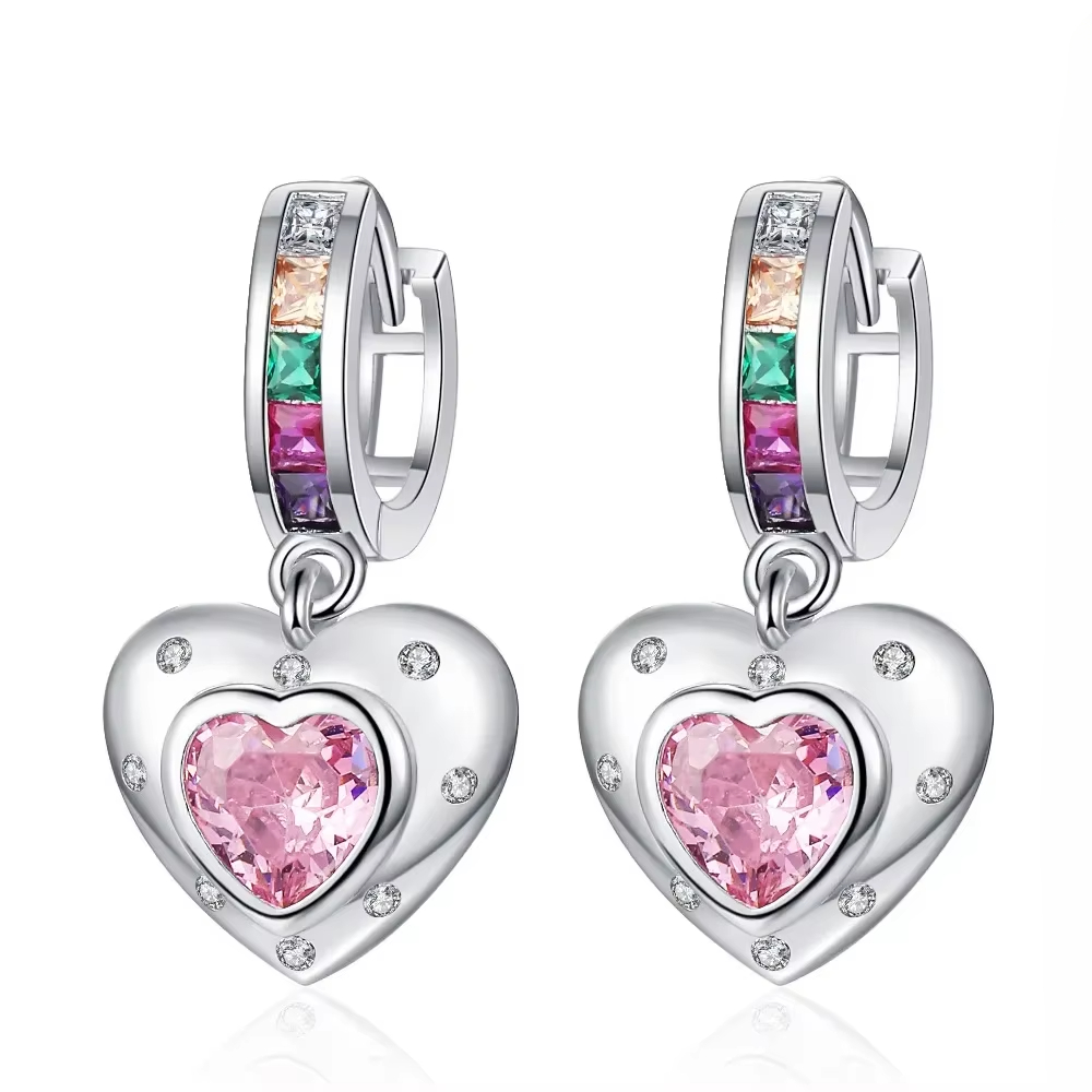 Coffee Tea Or Me - 925 Sterling Silver Pink Crystal Love