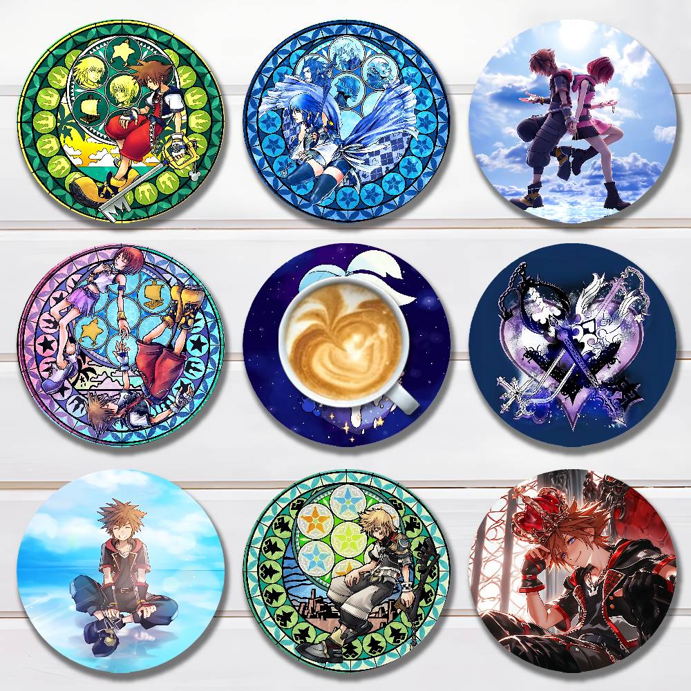Coffee Tea Games - K-Kingdom H-Hearts Game Round Wooden Coasters