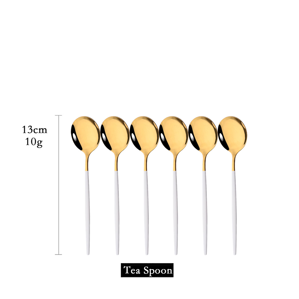 Coffee Tea Games - 6Pcs Mirror White Gold Tea Spoon