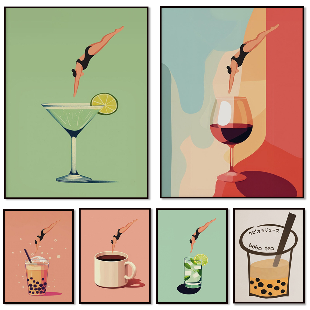 Coffee Tea Poster - Wine wall art, gin and tonic,