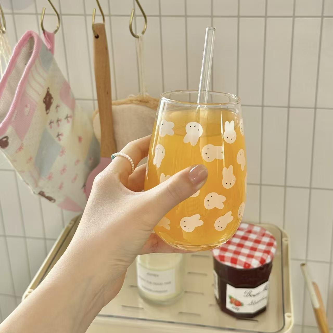 Cute Miffy Rabbit Printed Glas - Juice Tea Coffee recension och pris