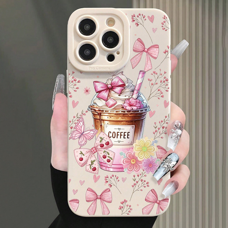 Pink Bow Coffee Pattern Milk T - Coffee Plus Tea recension och pris