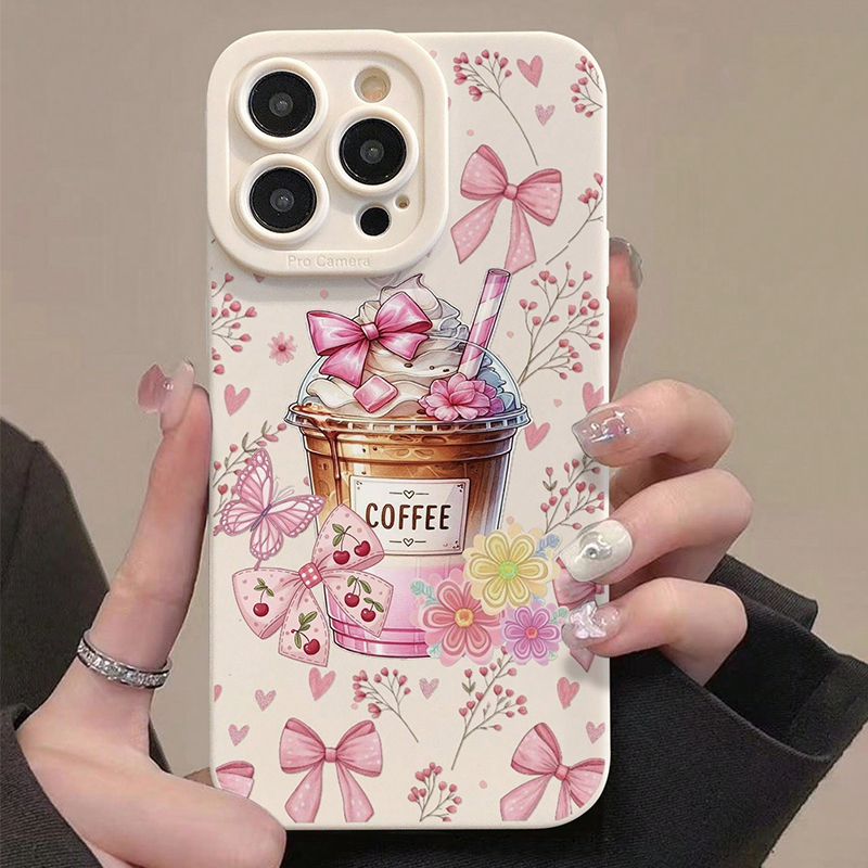 Pink Bow Coffee Pattern Milk T - Coffee Plus Tea recension och pris
