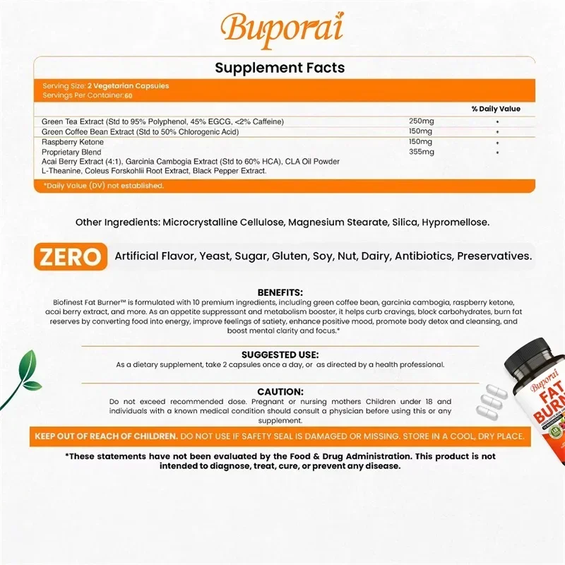 Fat Burner Capsules - Healthy  - Coffee Tea Weight Loss recension och pris
