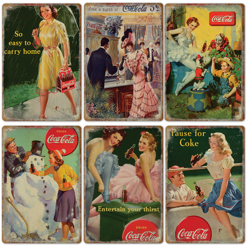 Vintage Cola Logo Metal Poster - Coffee Tea Poster recension och pris