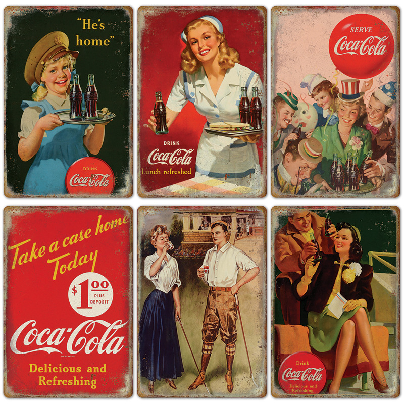 Vintage Cola Logo Metal Poster - Coffee Tea Poster recension och pris