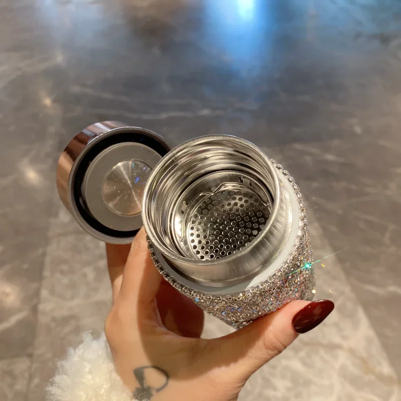Bling Portable Thermos Cup wit - Coffee Tea Tumbler recension och pris