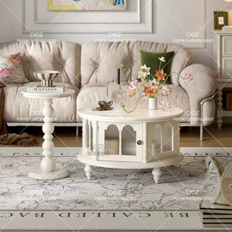 cream white solid wood round c - Coffee Plus Tea recension och pris