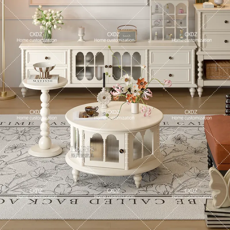 cream white solid wood round c - Coffee Plus Tea recension och pris