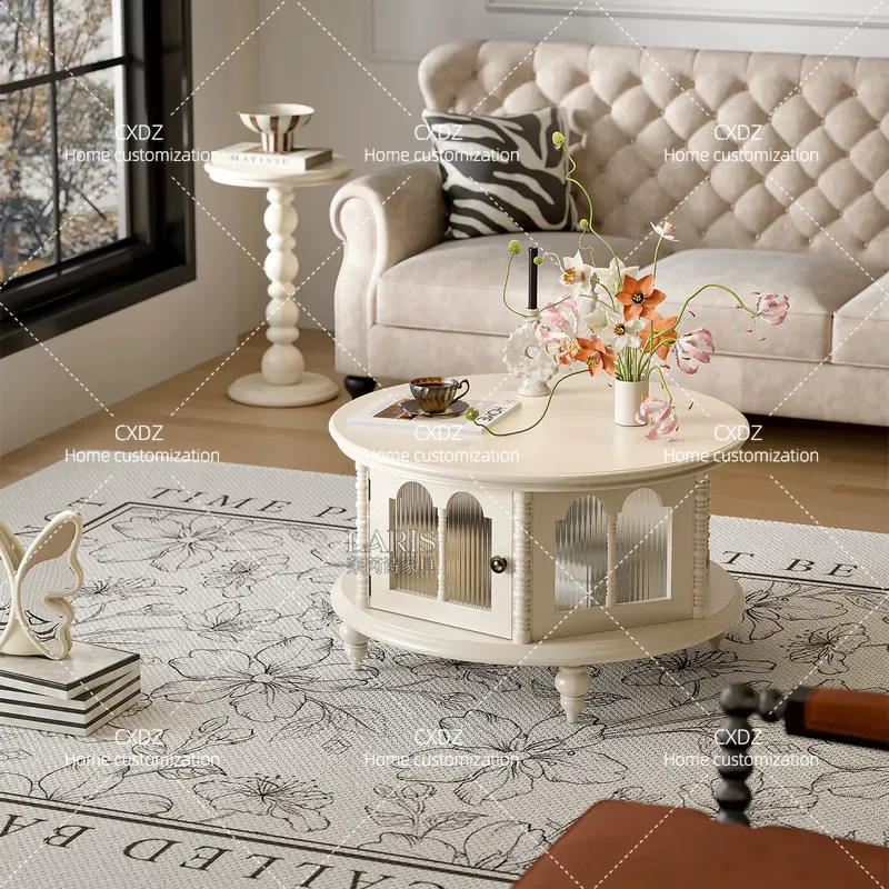 cream white solid wood round c - Coffee Plus Tea recension och pris
