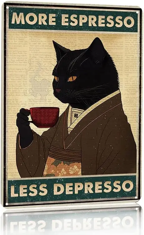 Vintage Black Cat Coffee Poste - Coffee Tea Poster recension och pris
