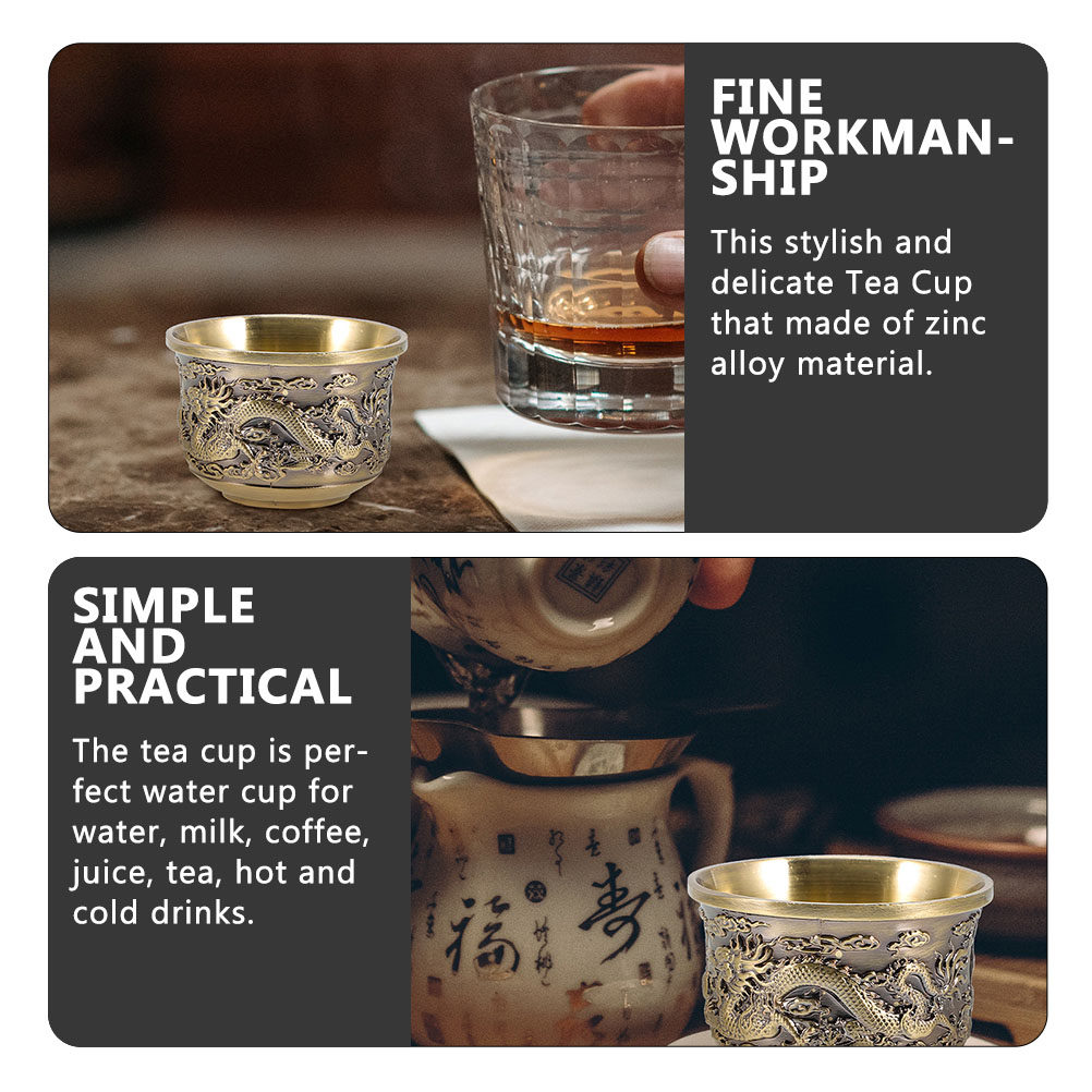 2Pcs Zinc Alloy Tea Cup Chines - Juice Tea Coffee recension och pris