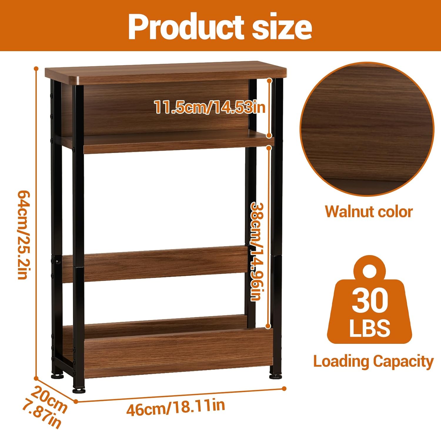 3-Tier Slim Narrow Side Table, - Coffee Tea Weight Loss recension och pris