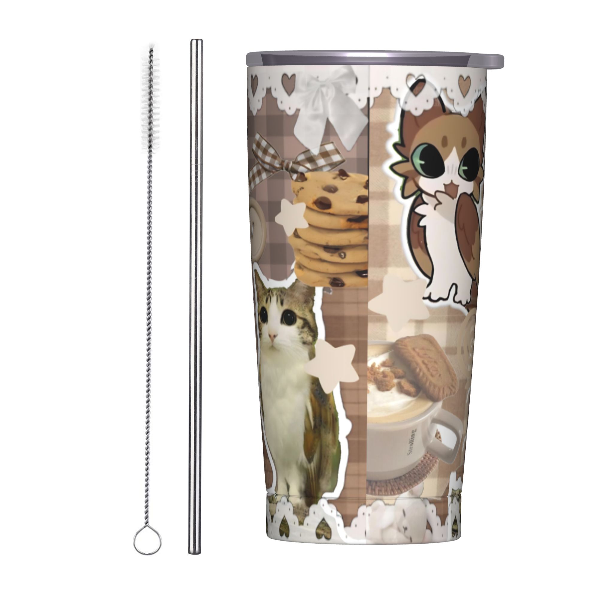 Cute Cat Owl Meowl Tumbler Vac - Coffee Tea Tumbler recension och pris